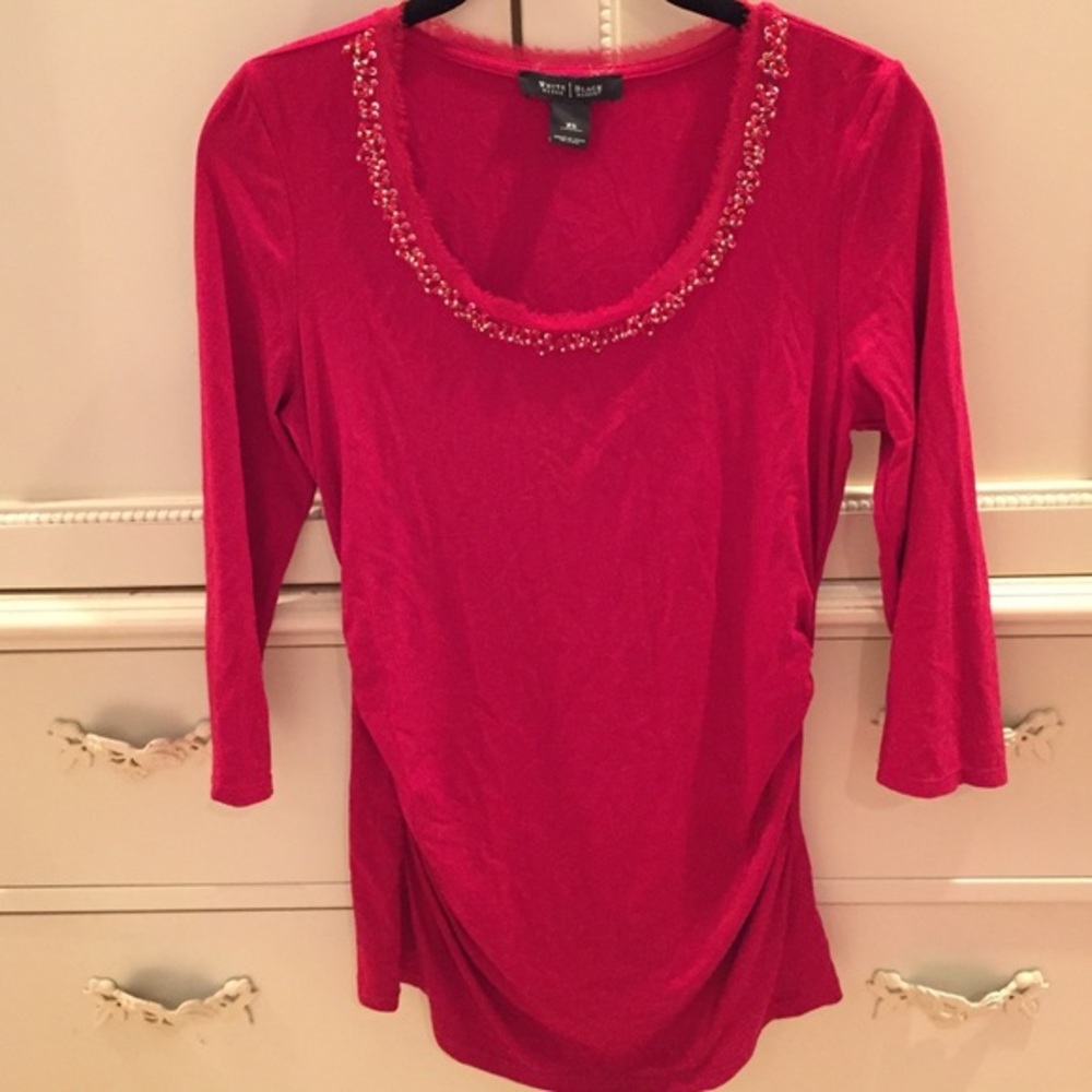 Red White House Black Market Top
